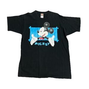 Vintage Mickey Mouse T-shirt Mens Size Large Black 90s Disney Single Stitch